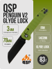 Нож QSP Penguin V2 Glyde Lock, Black, 14C28N, FRN OD Green Handle, QS130GL-B2